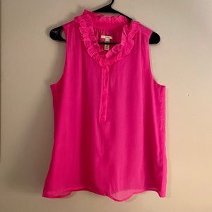 Hot Pink J. Crew Silk Blouse